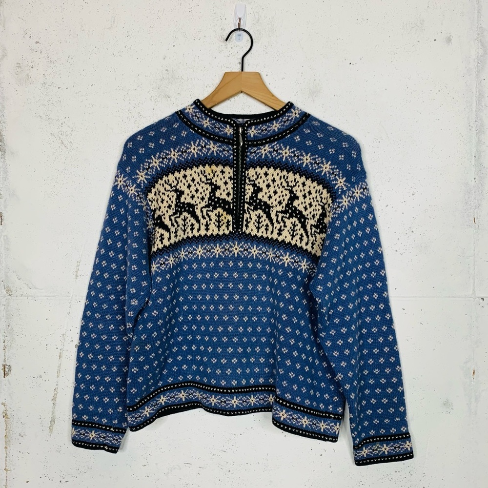 Nomadic Traders Fair Isle Holiday Christmas Zip Up Sweater